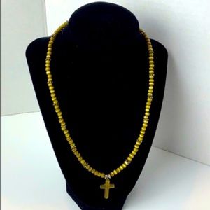 Beaded and Cross Pedant Necklace